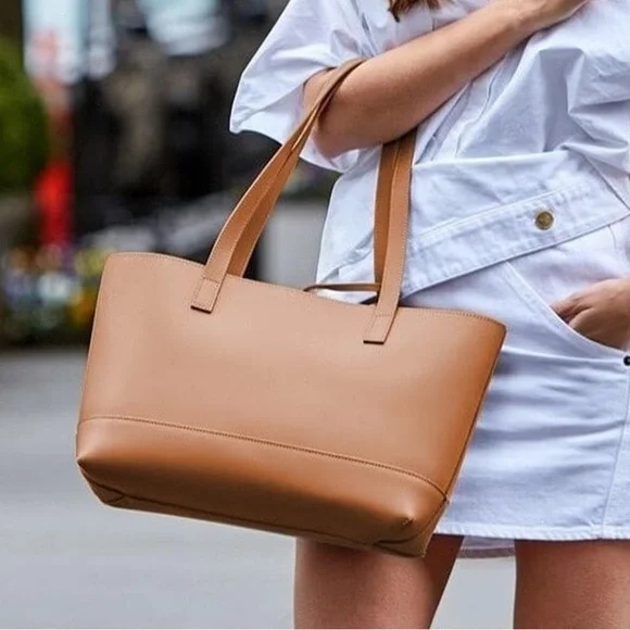 Teddy Blake Leather Tote Alice Vitello CAMEL - Picture 3 of 12